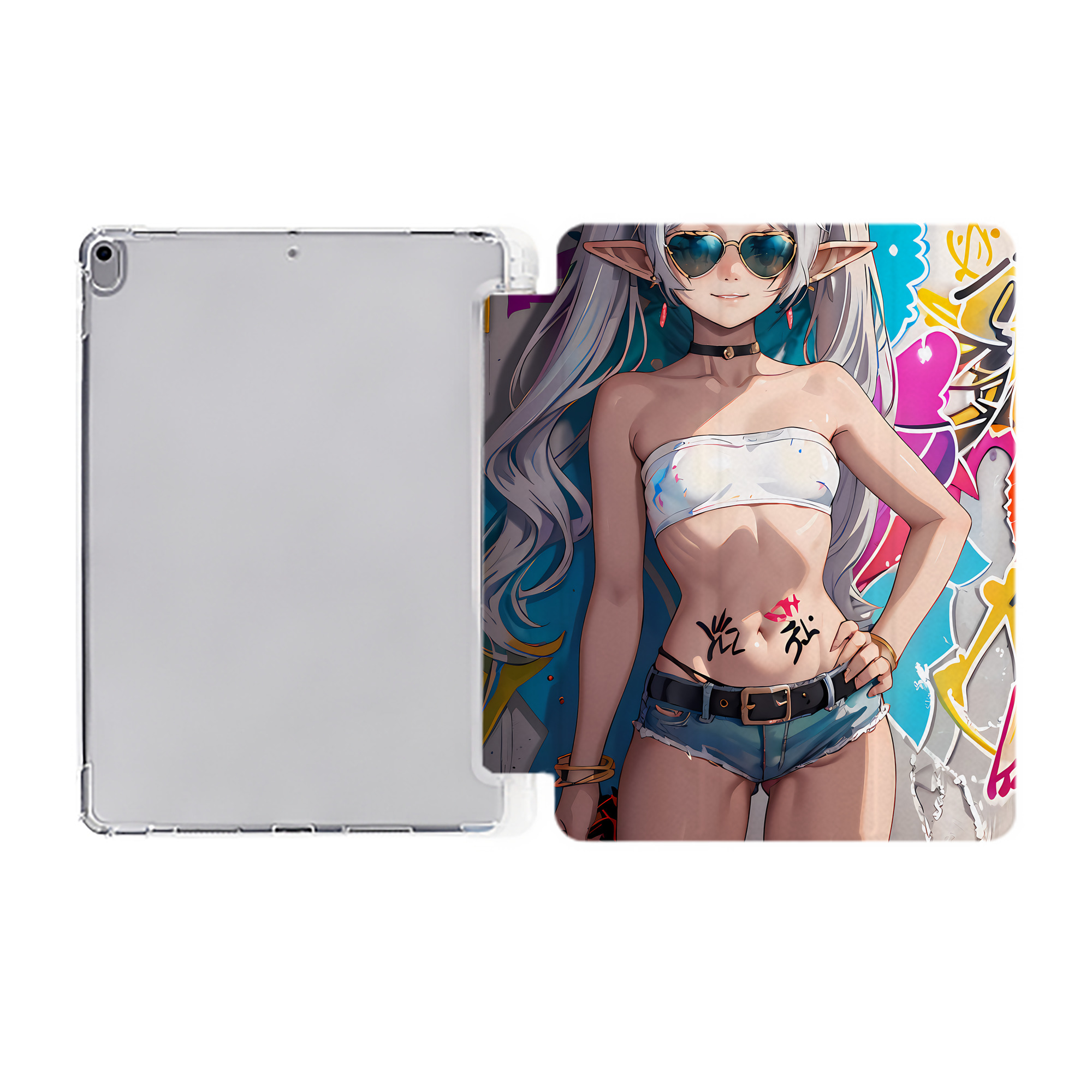 （画像用） 葬送のフリーレン Frieren IPad ケース ペン収納付き 三つ折りスタンド PUレザー×シリコン 対応機種9.5/10.5/10.9インチ
